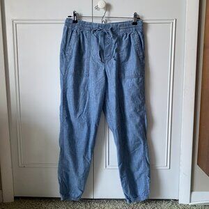 Blue Chambray Gap Women's Ribbed Pull-On Joggers Size S